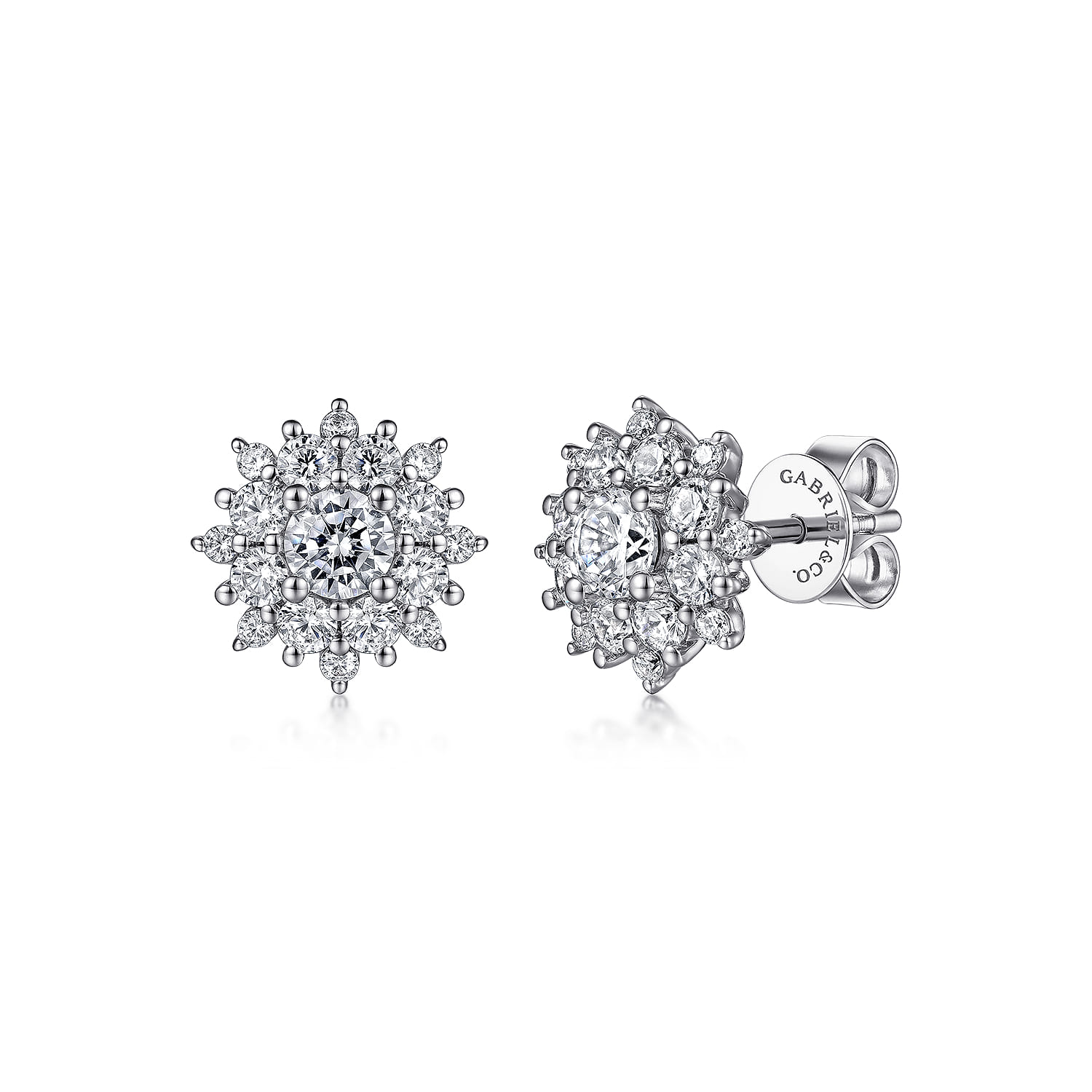 14K White Gold Diamond Classic Stud Earrings - 1.05 ct - Shot 1