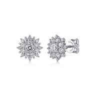 14K White Gold Diamond Classic Stud Earrings