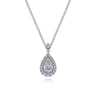 14K White Gold Diamond Classic Teardrop Pendant Necklace - 0.5 ct