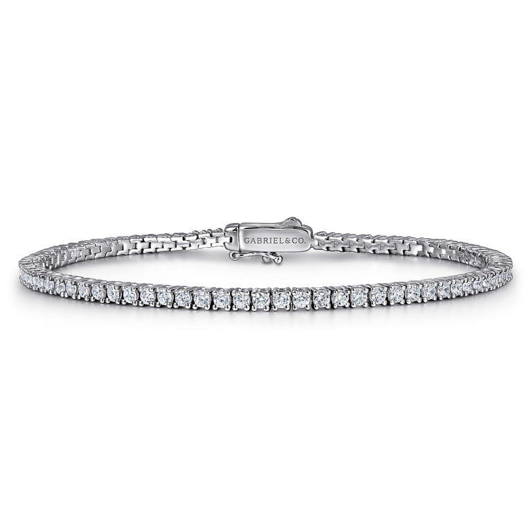 14K White Gold Diamond Classic Tennis Bracelet - 2.05 ct - Shot 1