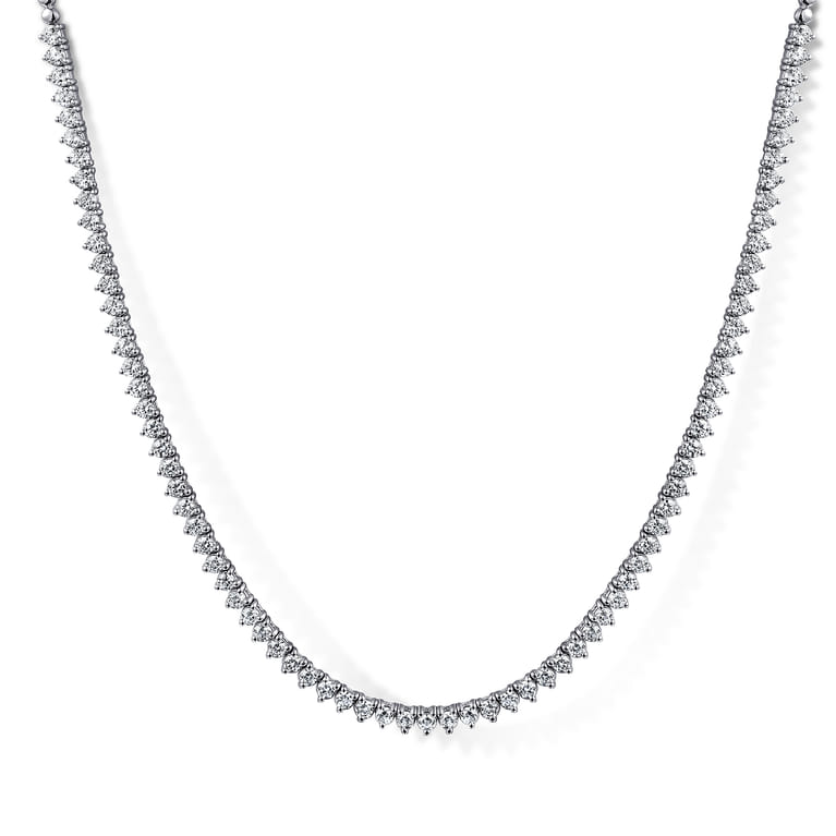 14K White Gold Diamond Classic Tennis Necklace - 4.05 ct - Shot 1