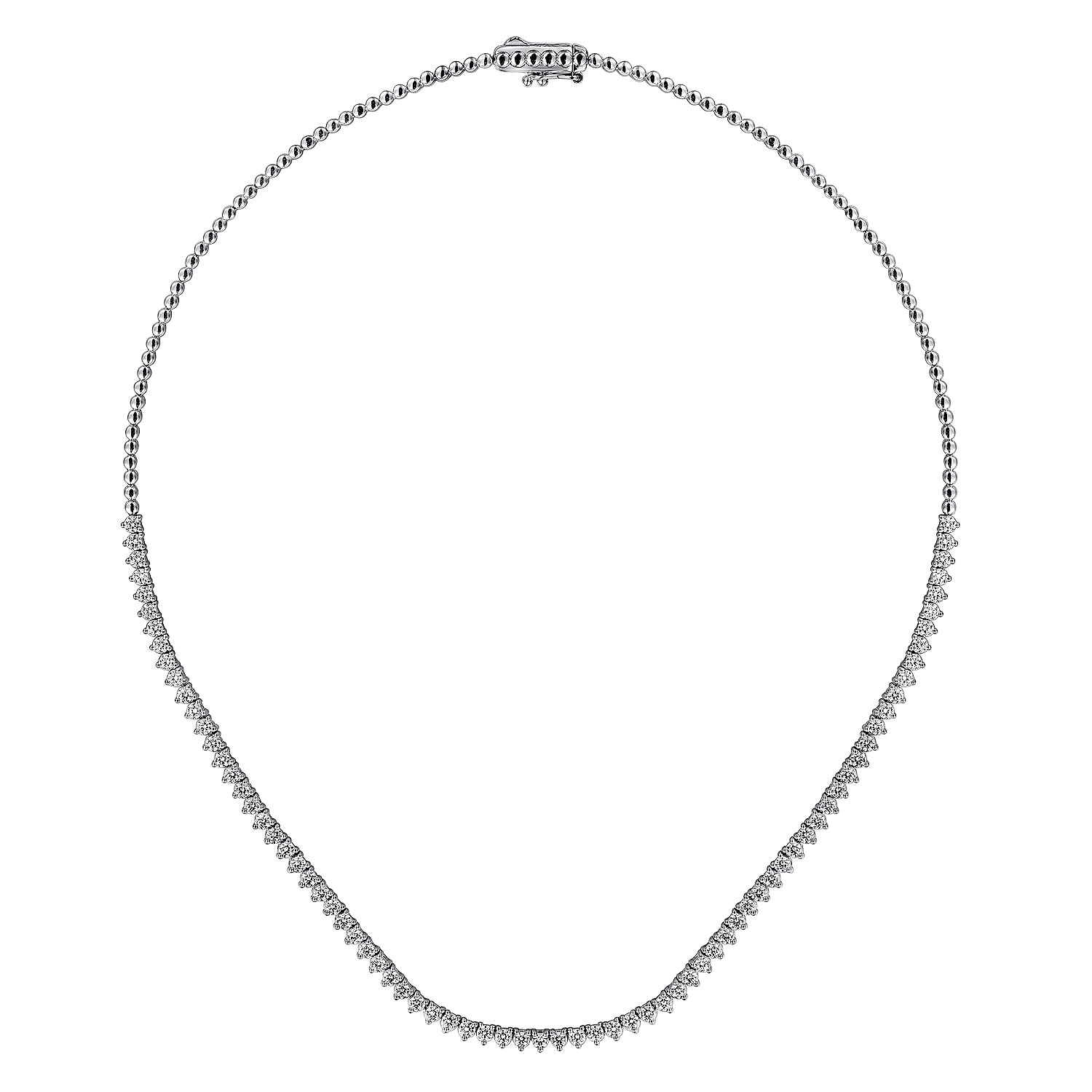 14K White Gold Diamond Classic Tennis Necklace - 4.05 ct - Shot 2