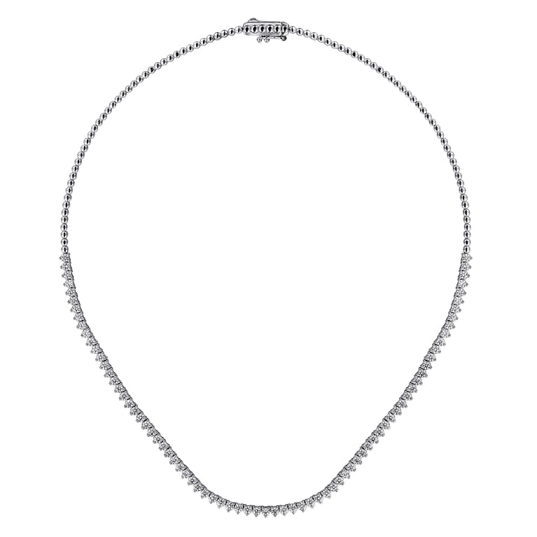 14K White Gold Diamond Classic Tennis Necklace - 4.05 ct - Shot 2