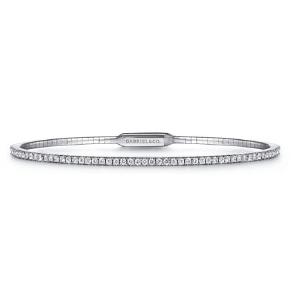 14K White Gold Diamond Closed Bangle Bracelet