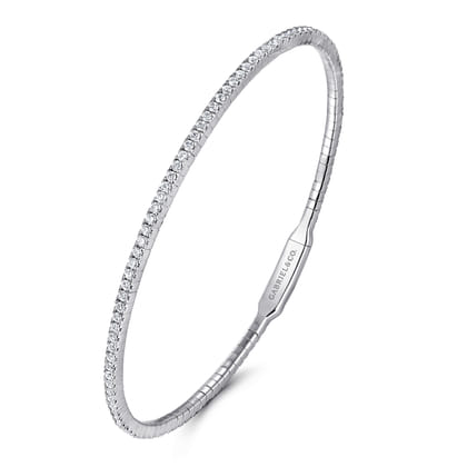 14K White Gold Diamond Closed Bangle Bracelet