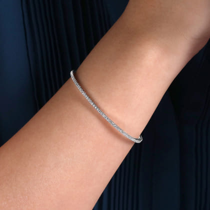 14K White Gold Diamond Closed Bangle Bracelet