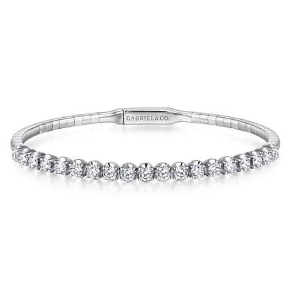 14K White Gold Diamond Closed Bangle Bracelet