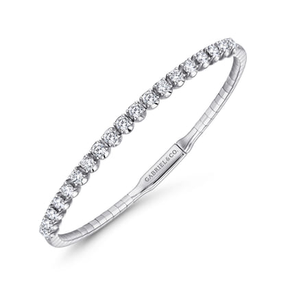 14K White Gold Diamond Closed Bangle Bracelet