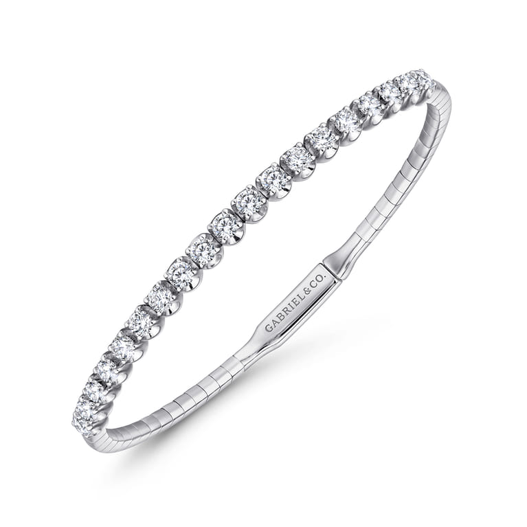 14K White Gold Diamond Closed Bangle Bracelet - 1.5 ct - Shot 2