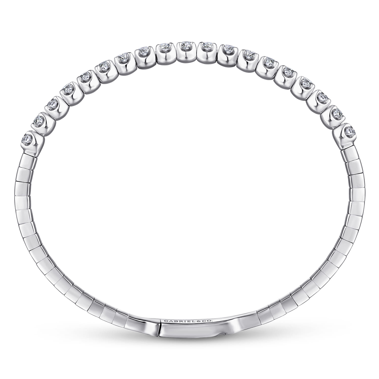 14K White Gold Diamond Closed Bangle Bracelet - 1.5 ct - Shot 3