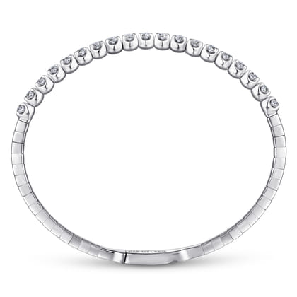 14K White Gold Diamond Closed Bangle Bracelet