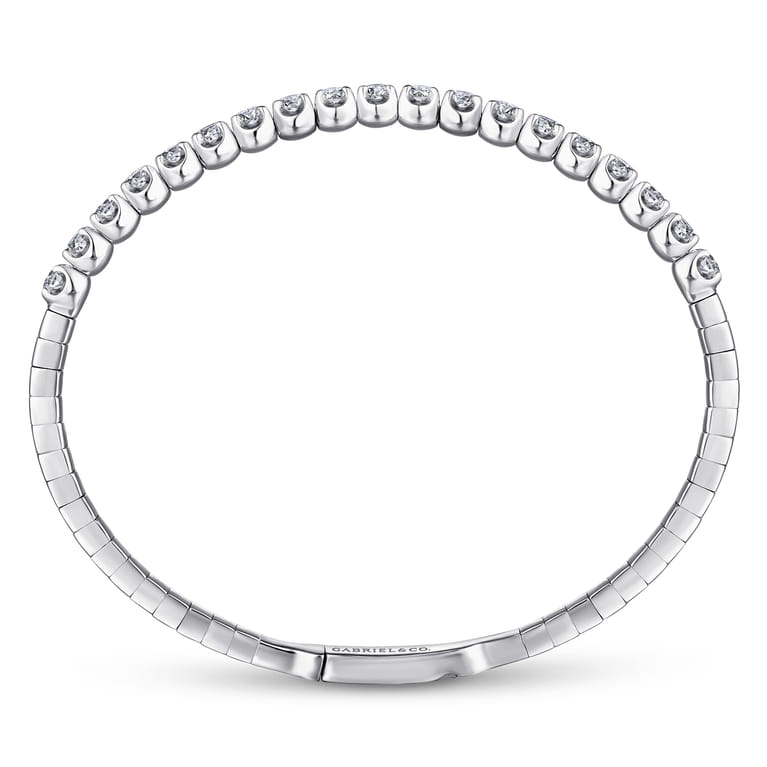 14K White Gold Diamond Closed Bangle Bracelet - 1.5 ct - Shot 3