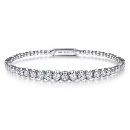 14K White Gold Diamond Closed Bangle Bracelet