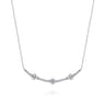 14K White Gold Diamond Clover Bar Necklace - 0.35 ct