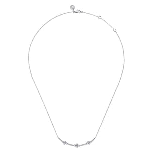 14K White Gold Diamond Clover Bar Necklace