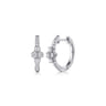 14K White Gold Diamond Clover Huggie Earrings - 0.25 ct