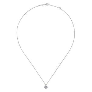 14K White Gold Diamond Clover Pendant Necklace