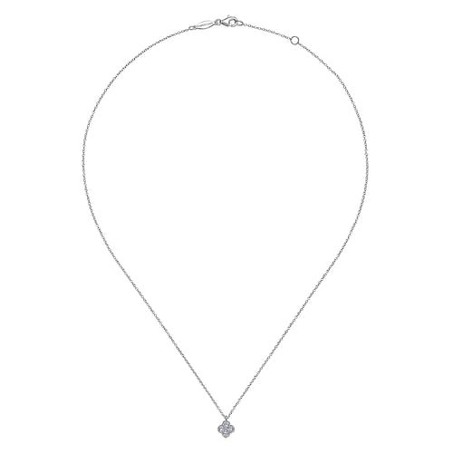 14K White Gold Diamond Clover Pendant Necklace - 0.25 ct - Shot 2