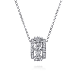 14K White Gold Diamond Clover Pendant Necklace