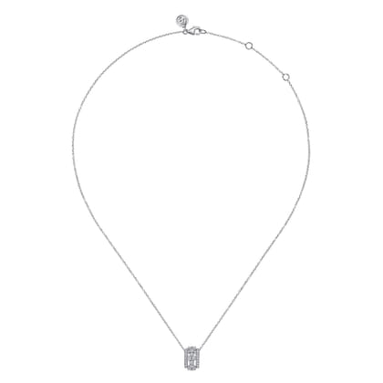 14K White Gold Diamond Clover Pendant Necklace