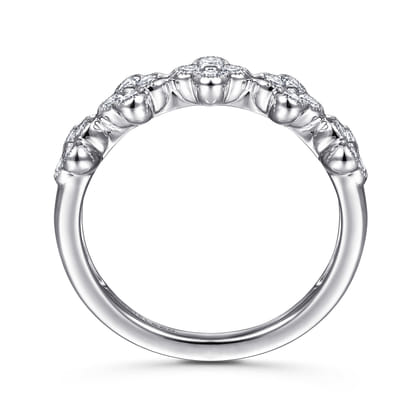 14K White Gold Diamond Clover Station Ring