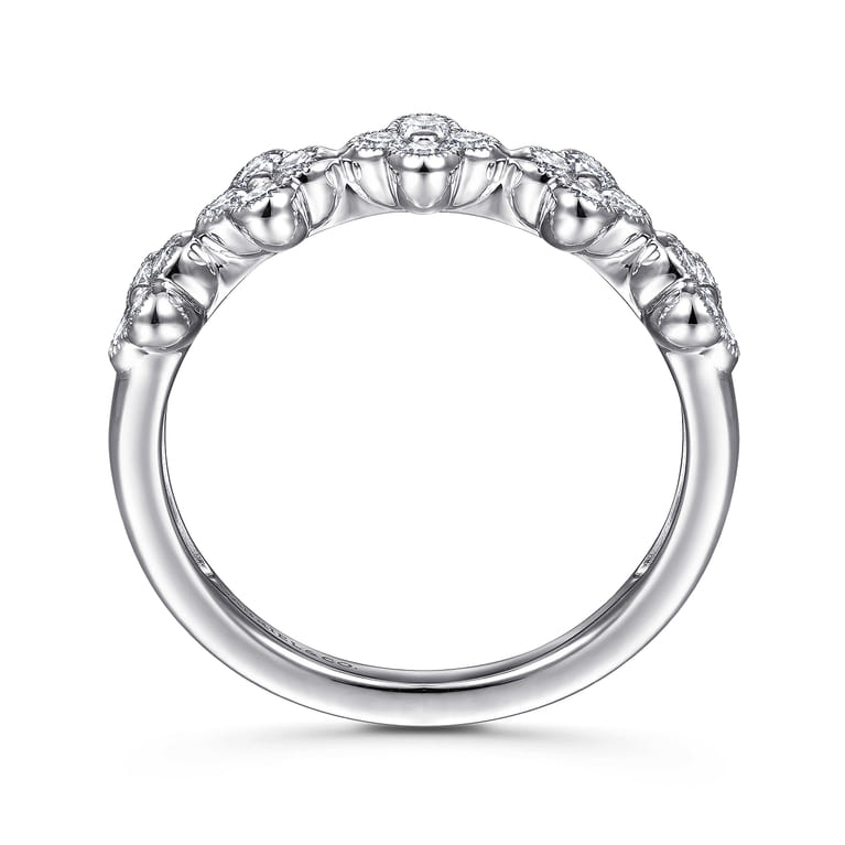 14K White Gold Diamond Clover Station Ring - 0.5 ct - Shot 2