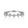 14K White Gold Diamond Clover Station Stackable Ring - 0.4 ct