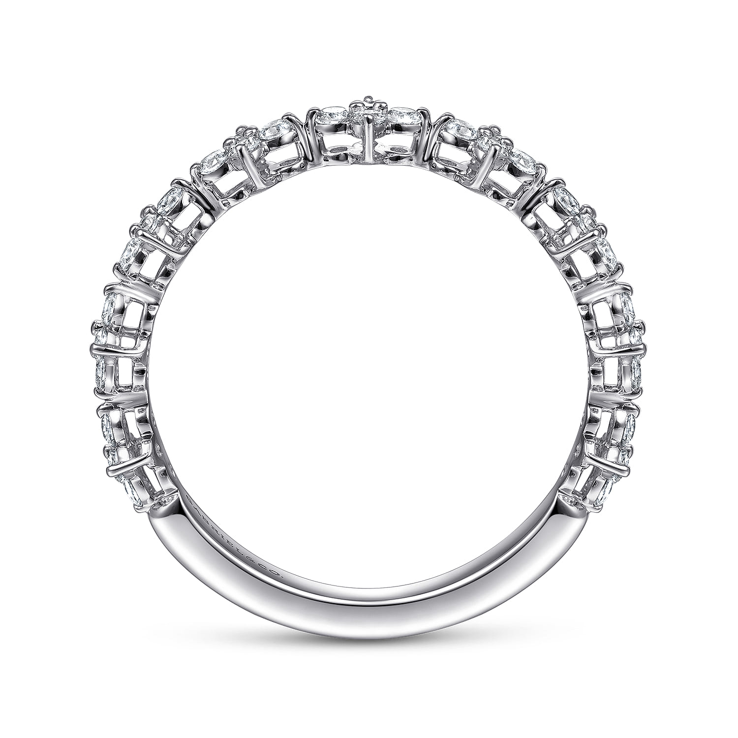 14K White Gold Diamond Clover Station Stackable Ring - 0.4 ct - Shot 2