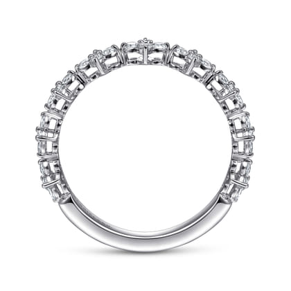 14K White Gold Diamond Clover Station Stackable Ring