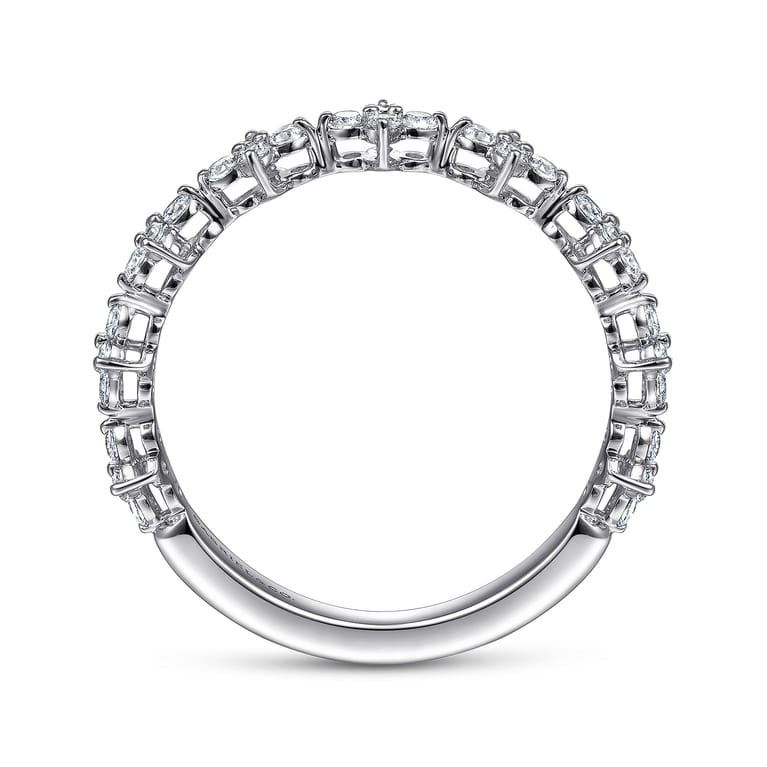 14K White Gold Diamond Clover Station Stackable Ring - 0.4 ct - Shot 2