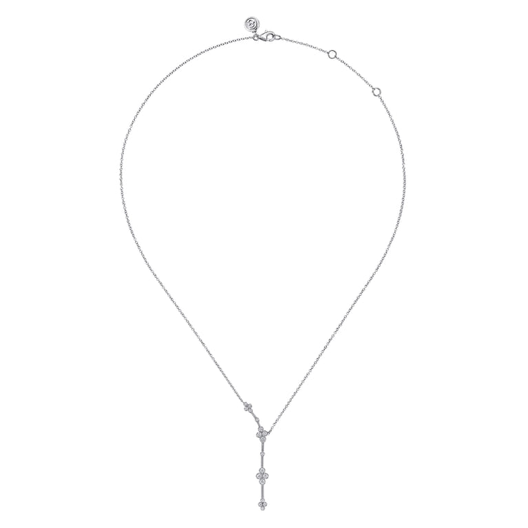 14K White Gold Diamond Clover Station Y Necklace - 0.3 ct - Shot 2