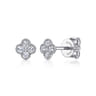 14K White Gold Diamond Clover Stud Earrings - 0.25 ct