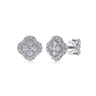 14K White Gold Diamond Clover Stud Earrings - 0.5 ct