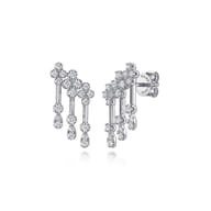 14K White Gold Diamond Clover and Pear Stud Drop Earrings