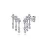 14K White Gold Diamond Clover and Pear Stud Drop Earrings - 0.6 ct