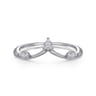14K White Gold Diamond Cluster Chevron Ring - 0.07 ct