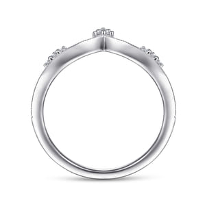 14K White Gold Diamond Cluster Chevron Ring