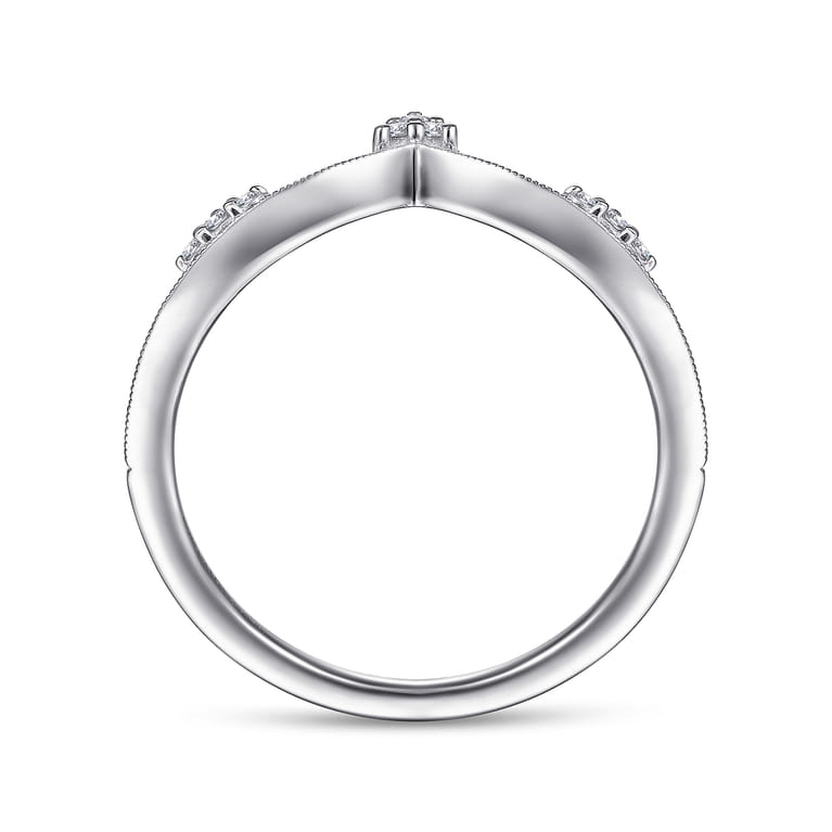 14K White Gold Diamond Cluster Chevron Ring - 0.07 ct - Shot 2