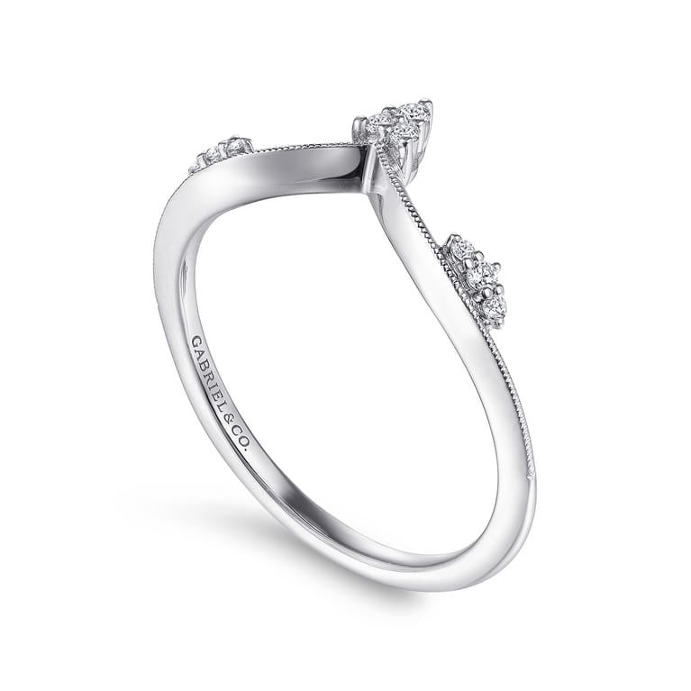 14K White Gold Diamond Cluster Chevron Ring - 0.07 ct - Shot 3
