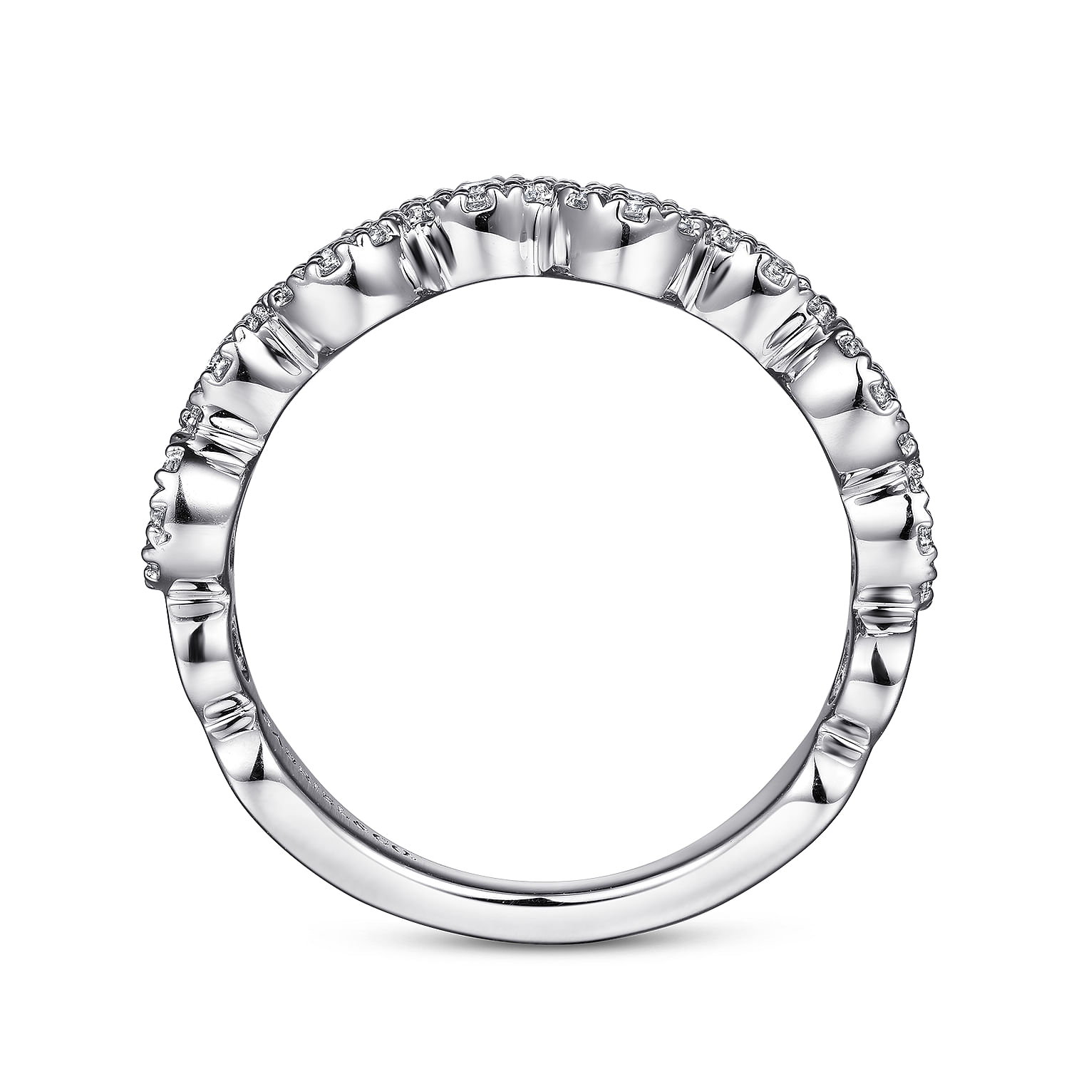 14K White Gold Diamond Cluster Circles Stackable Ring