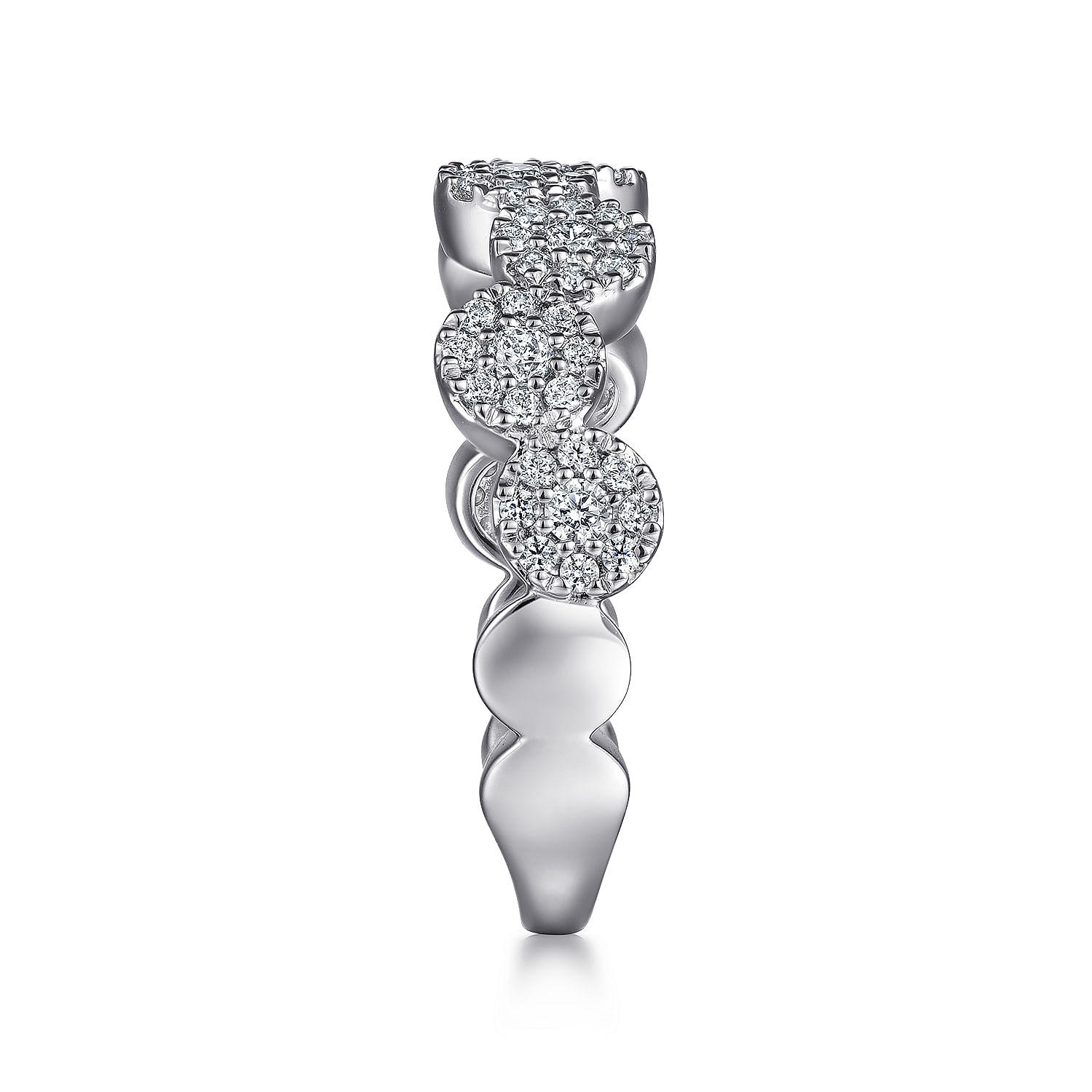 14K White Gold Diamond Cluster Circles Stackable Ring