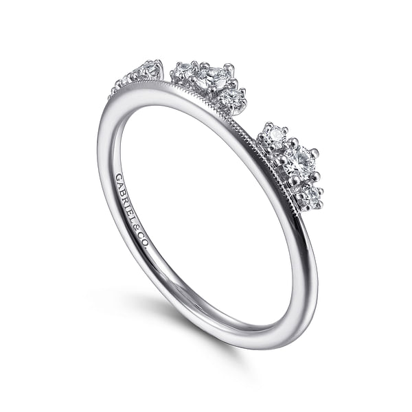 14K White Gold Stackable Crown Ring