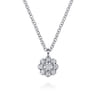 14K White Gold Diamond Cluster Flower Pendant Necklace - 0.1 ct