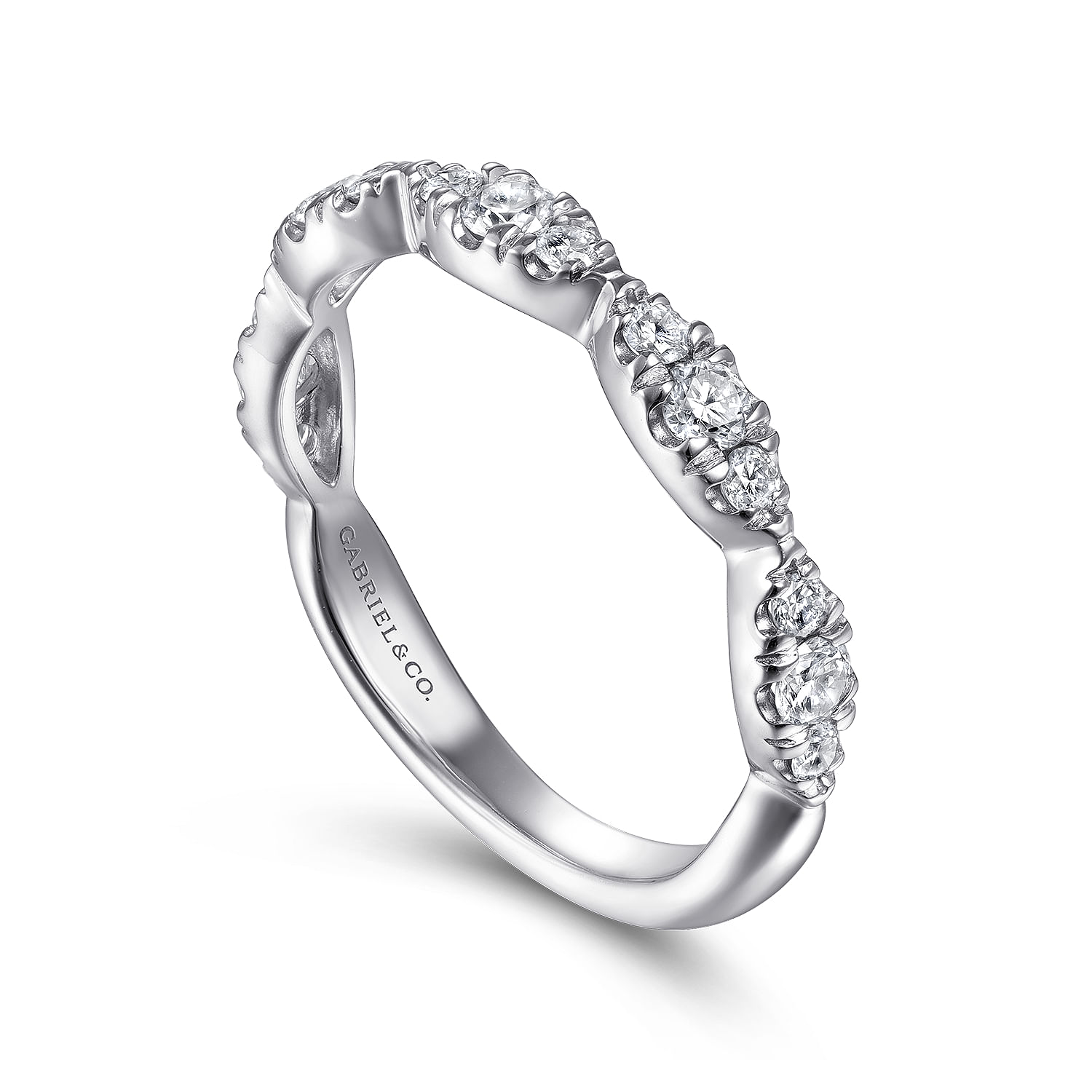 14K White Gold Diamond Cluster Marquis Station Ring