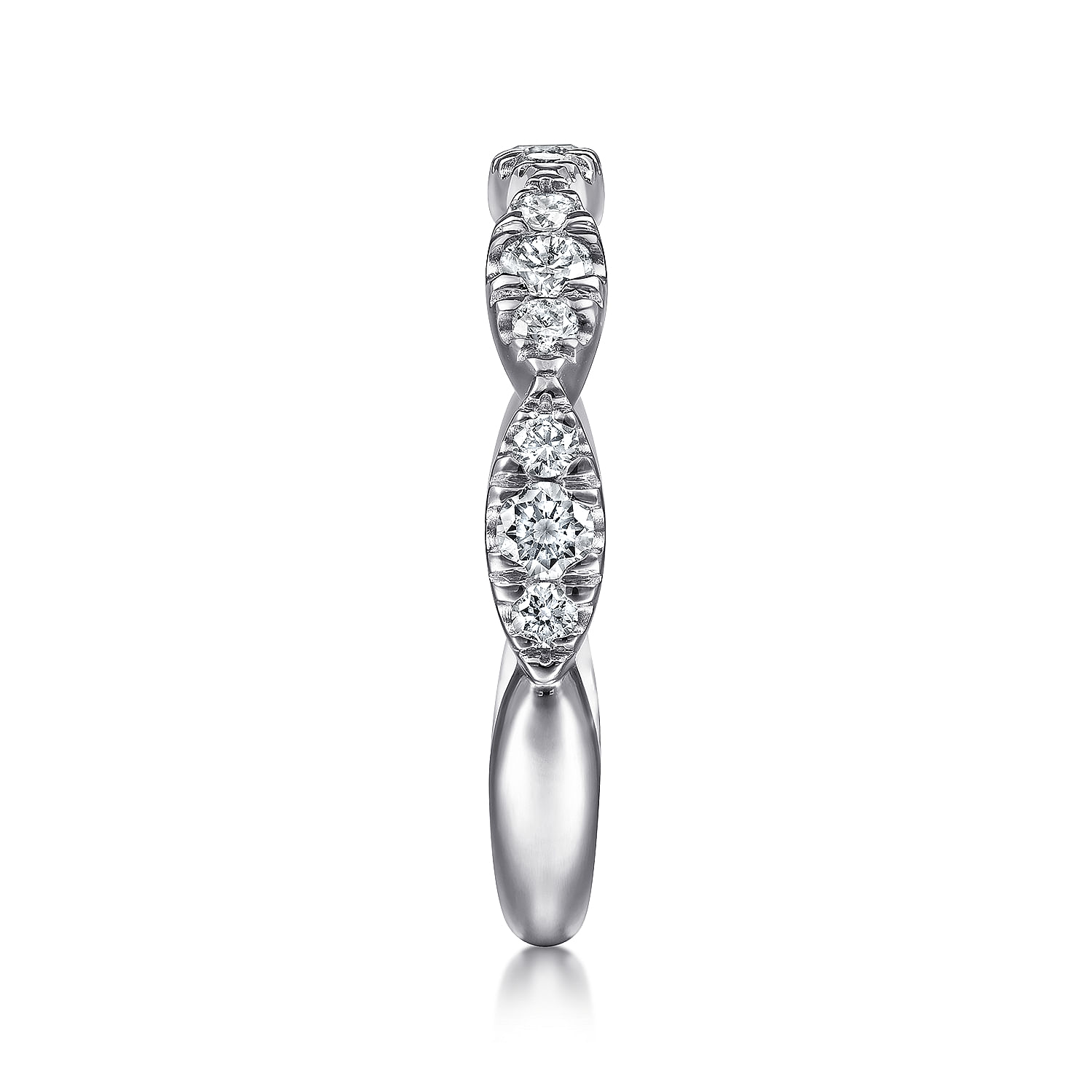 14K White Gold Diamond Cluster Marquis Station Ring
