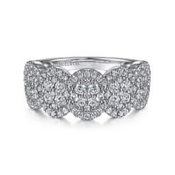 14K White Gold Diamond Cluster Oval Station Ring