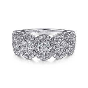 14K White Gold Diamond Cluster Oval Station Ring