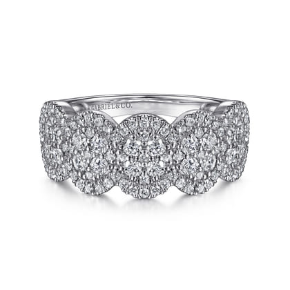 14K White Gold Diamond Cluster Oval Station Ring