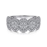 14K White Gold Diamond Cluster Oval Station Ring - 0.95 ct