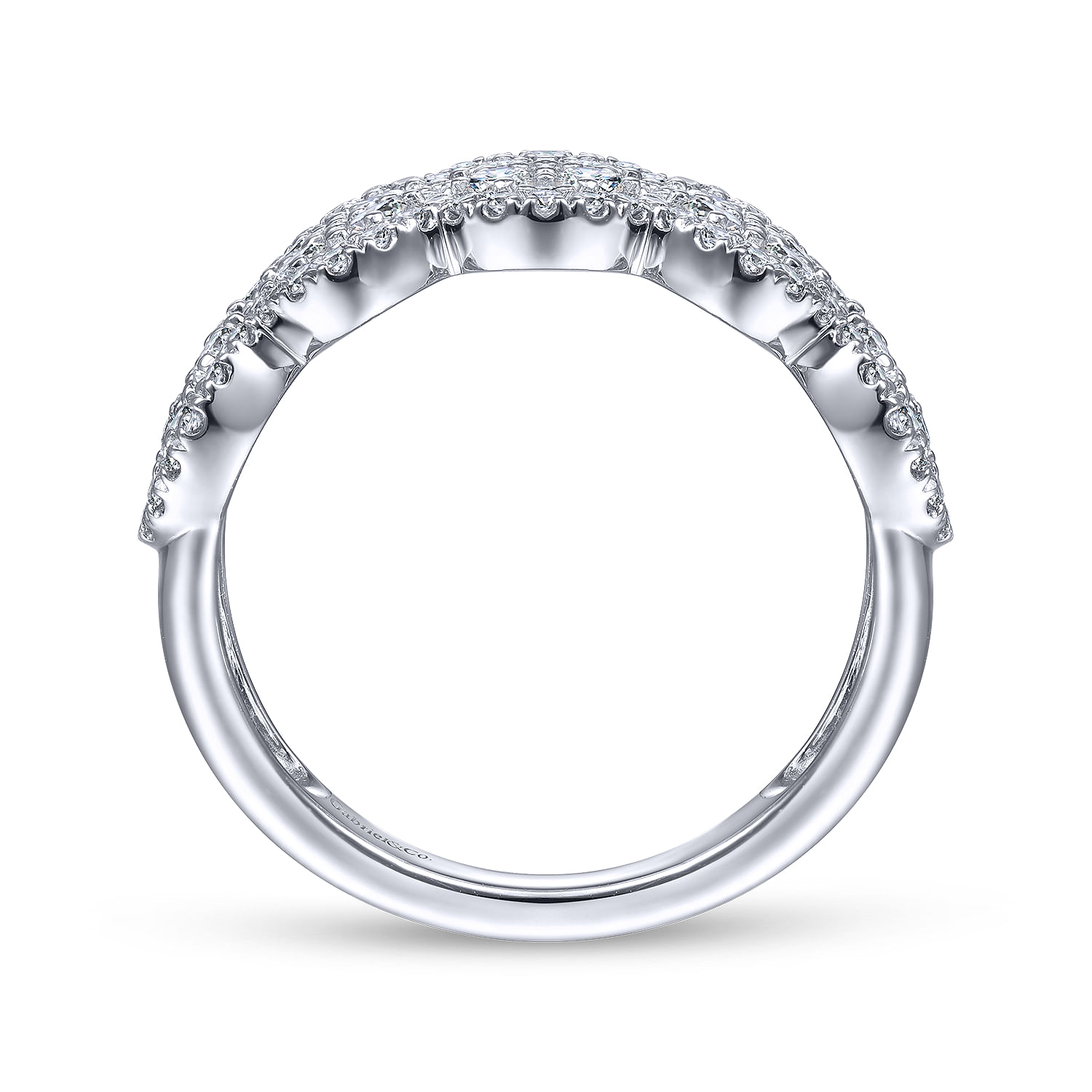 14K White Gold Diamond Cluster Oval Station Ring